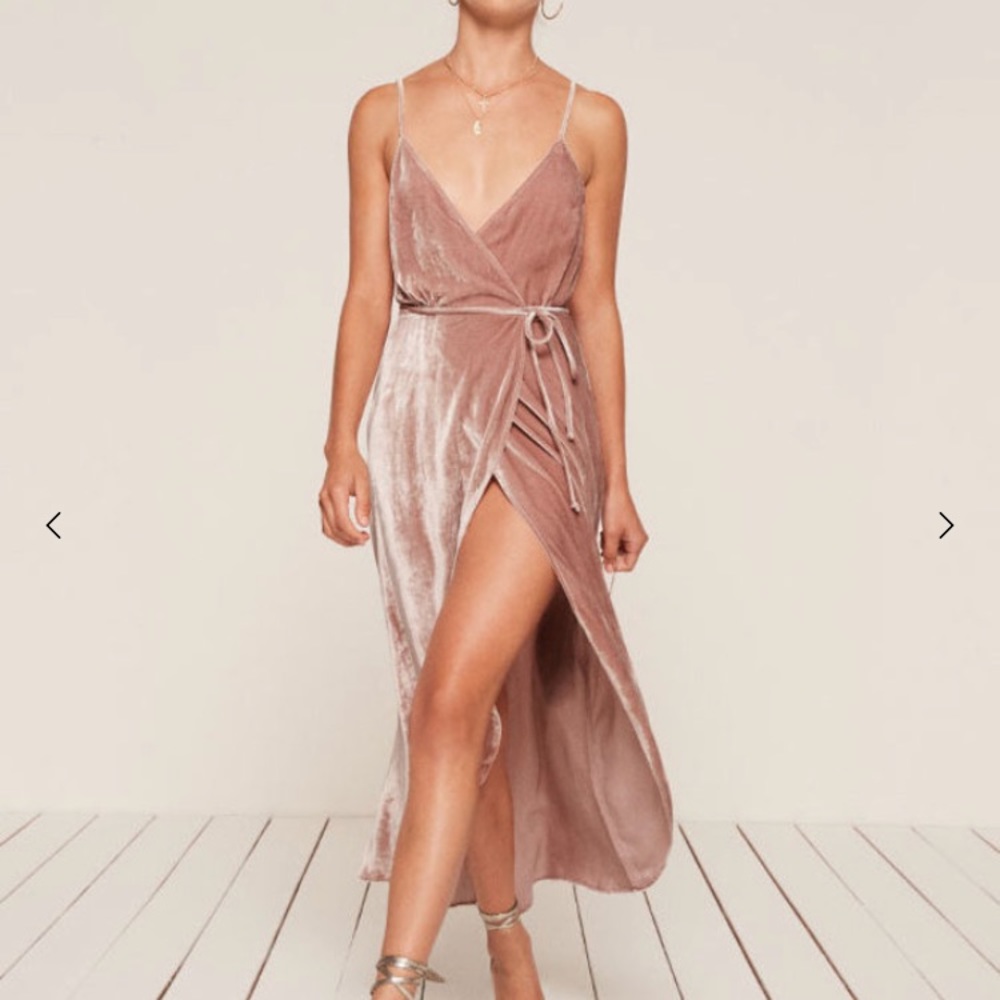 Reformation pink velvet dress